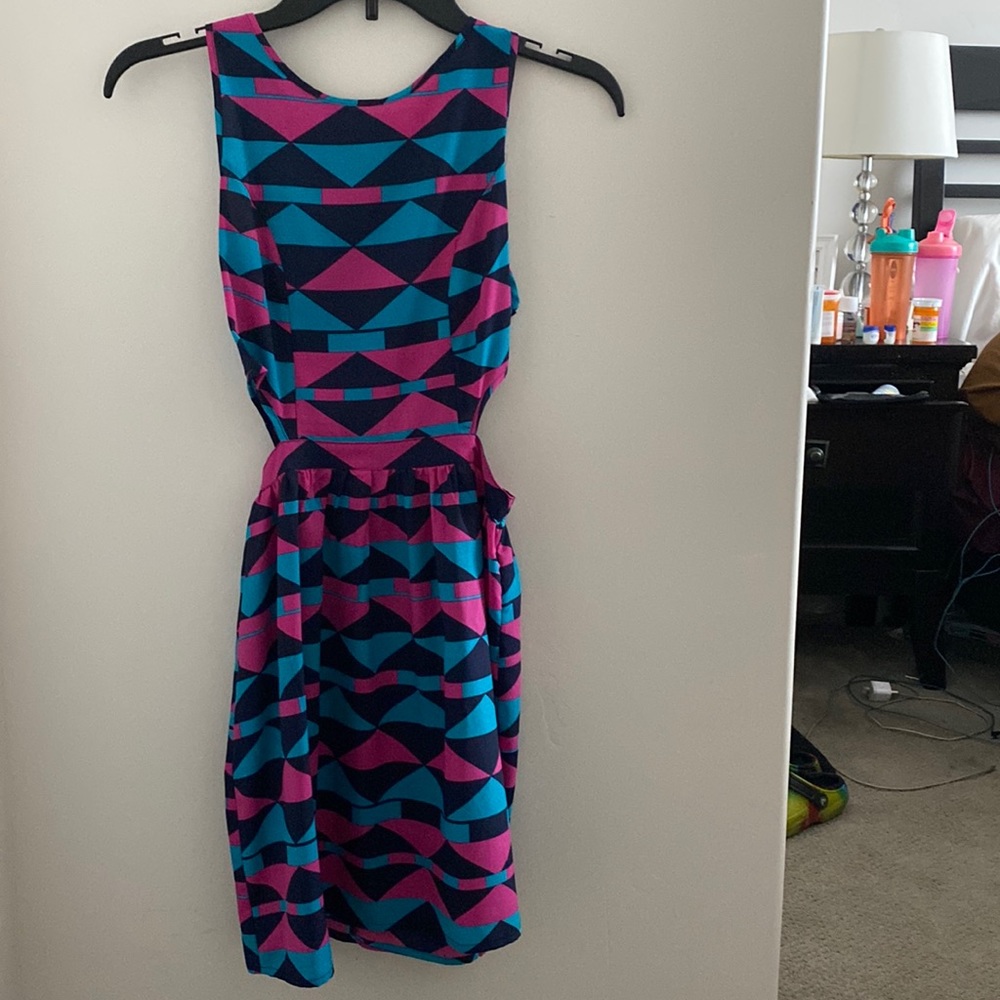 Small Navy/Teal/Magenta Cutout Dress NWT